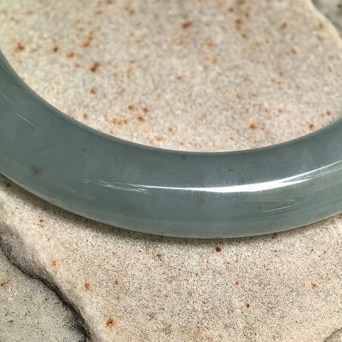 Icy Glutinous Blue-Green Round Jadeite Bangle -56mm