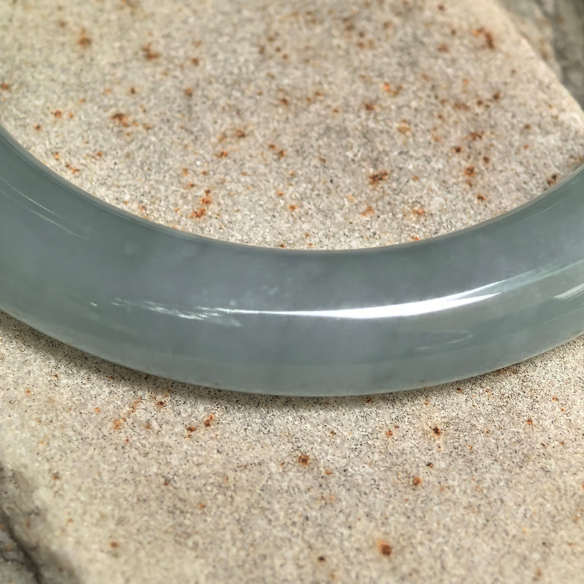 Icy Glutinous Blue-Green Round Jadeite Bangle -56mm