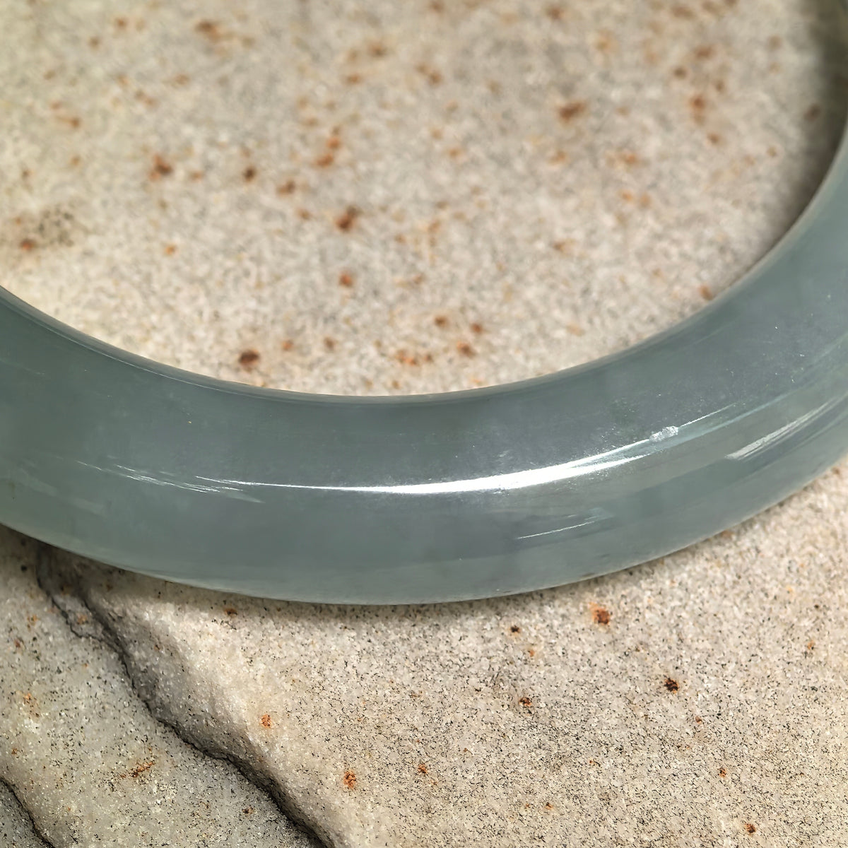 Icy Glutinous Blue-Green Round Jadeite Bangle -56mm