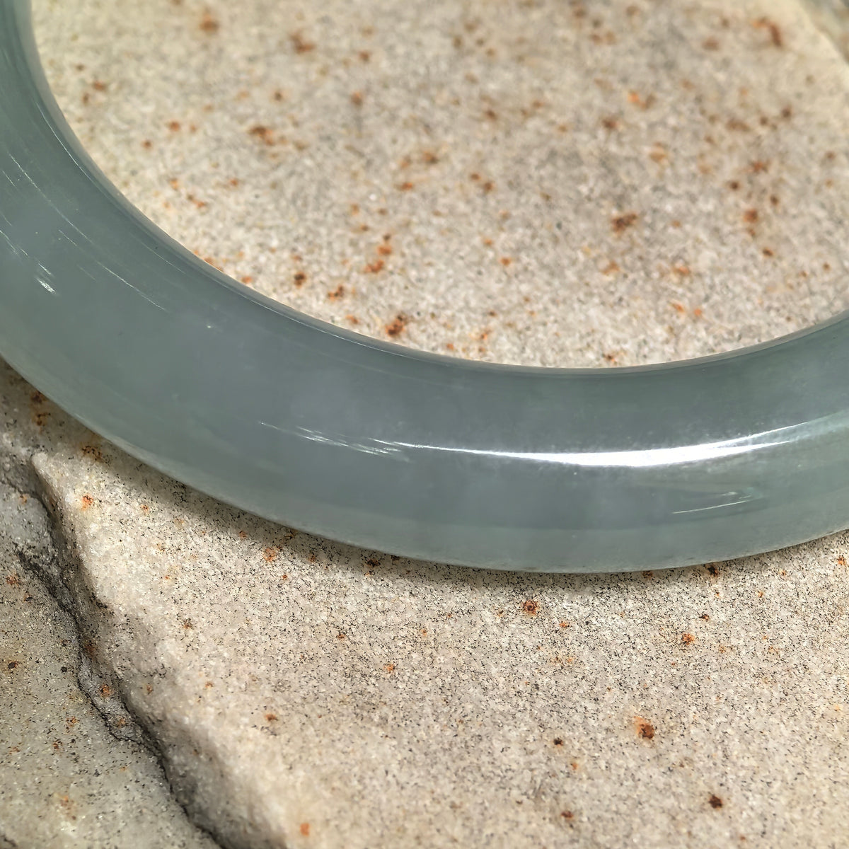 Icy Glutinous Blue-Green Round Jadeite Bangle -56mm