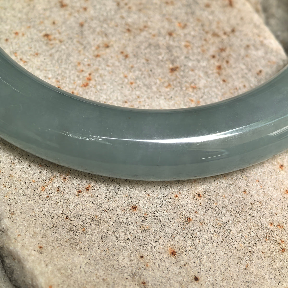 Icy Glutinous Blue-Green Round Jadeite Bangle -56mm