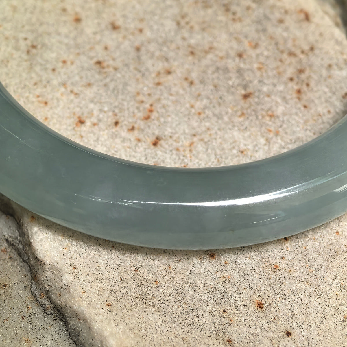 Icy Glutinous Blue-Green Round Jadeite Bangle -56mm