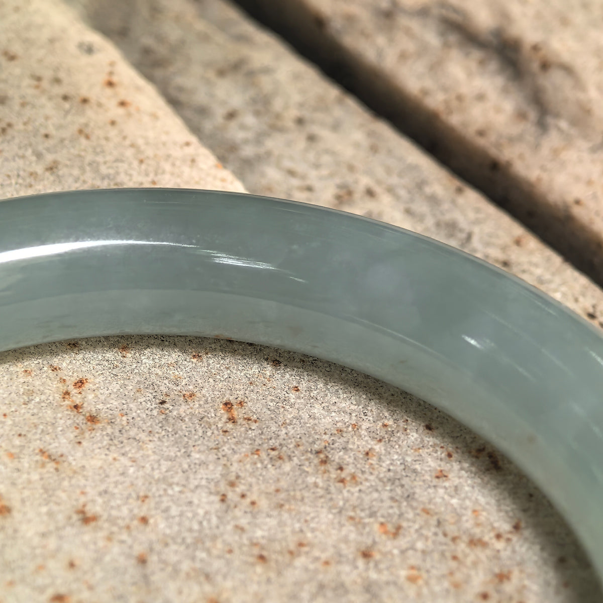 Icy Glutinous Blue-Green Round Jadeite Bangle -56mm