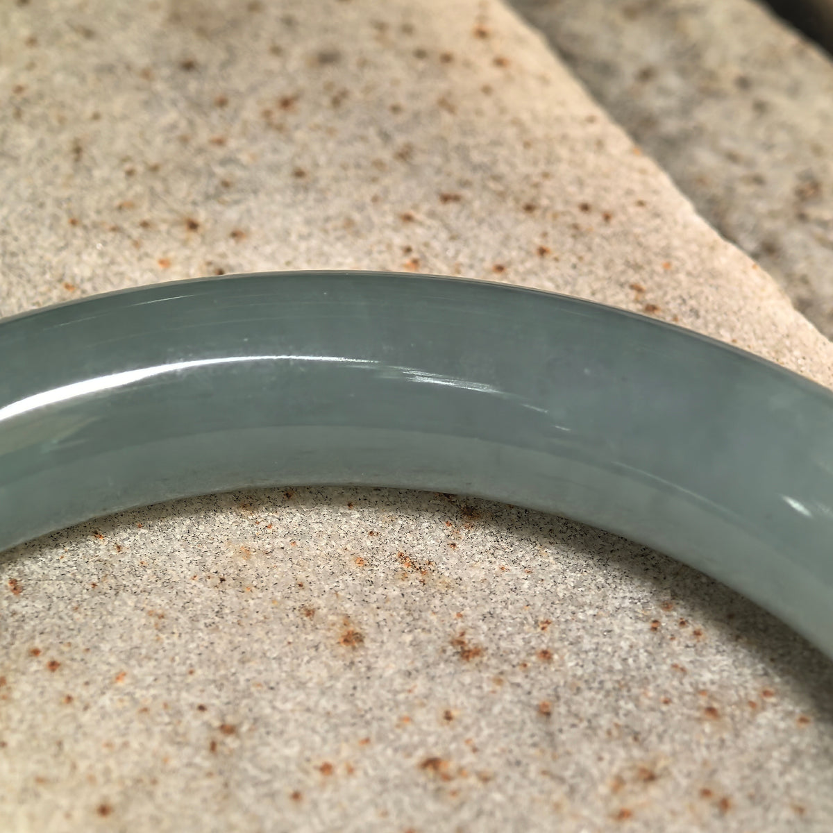 Icy Glutinous Blue-Green Round Jadeite Bangle -56mm