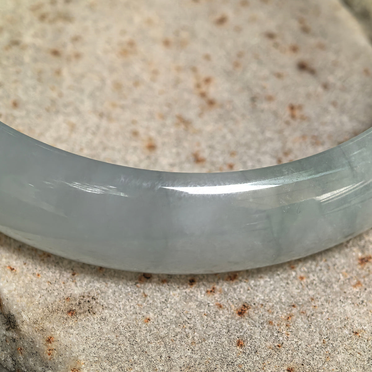 Icy Glutinous Light Green D-Shape Jadeite Bangle -58mm