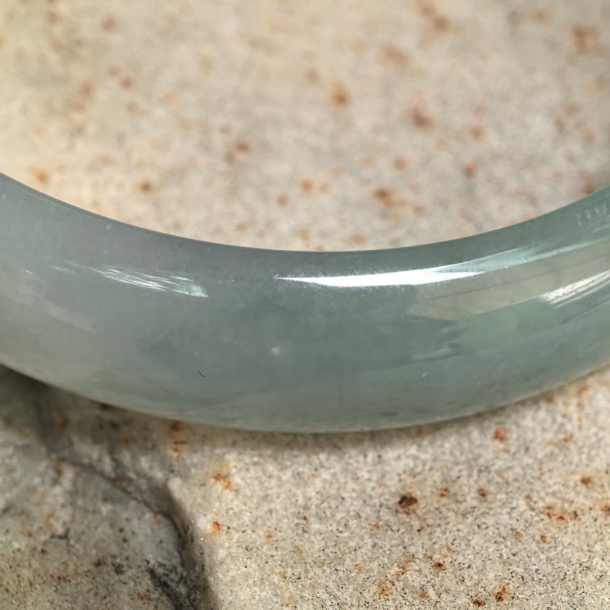Icy Glutinous Light Green D-Shape Jadeite Bangle -58mm