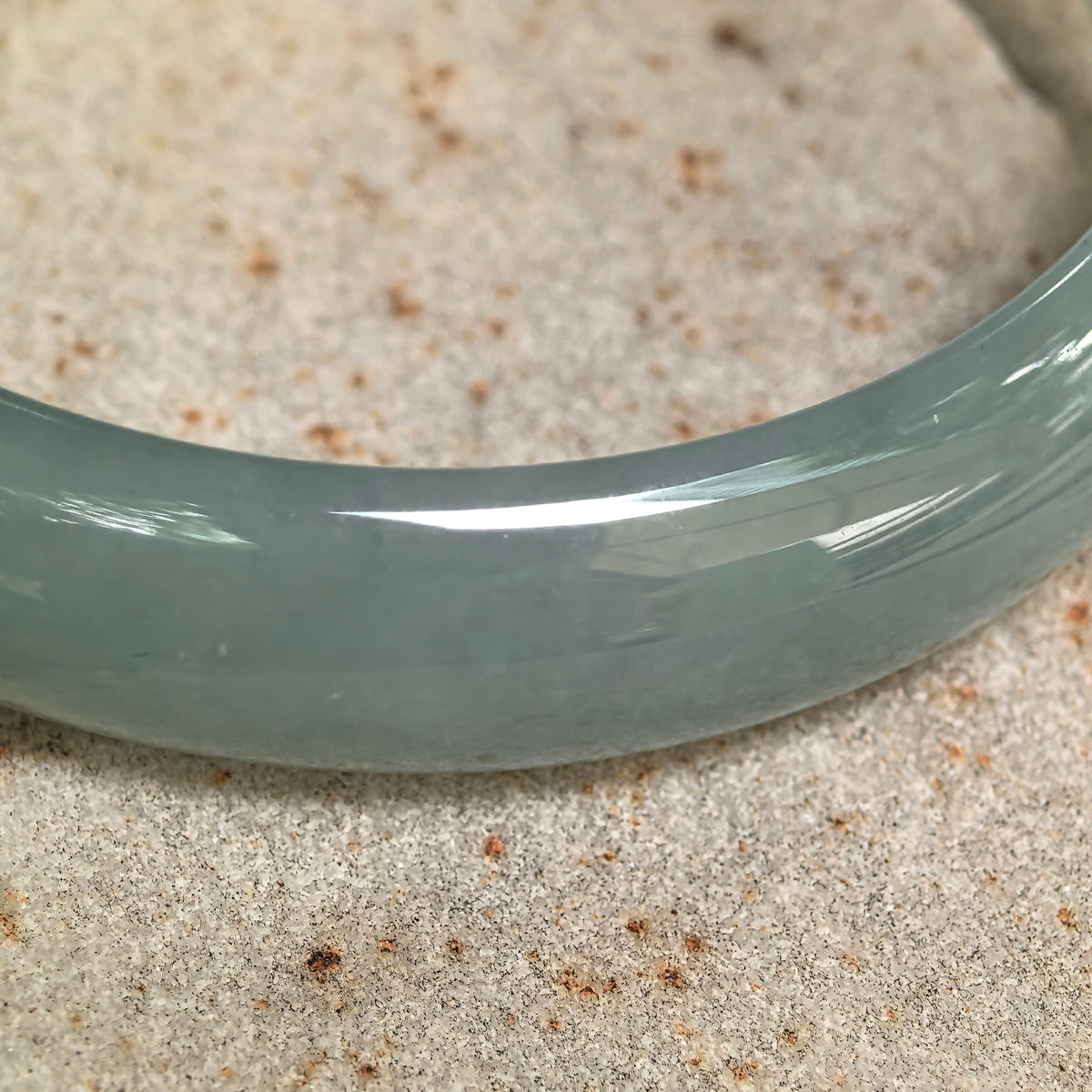 Icy Glutinous Light Green D-Shape Jadeite Bangle -58mm