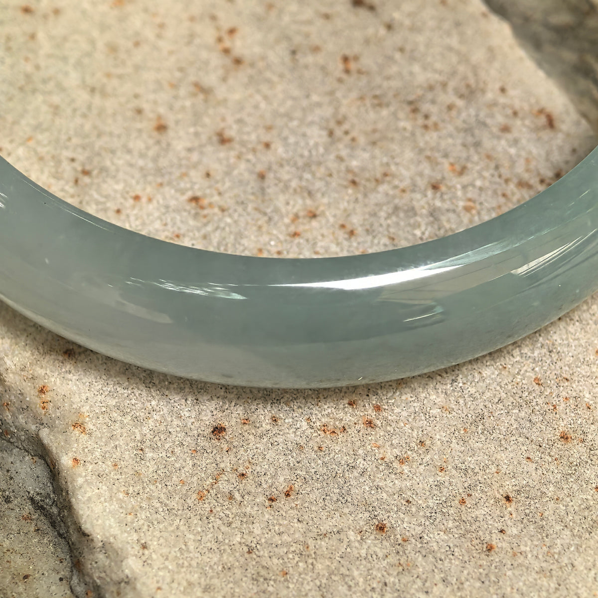 Icy Glutinous Light Green D-Shape Jadeite Bangle -58mm