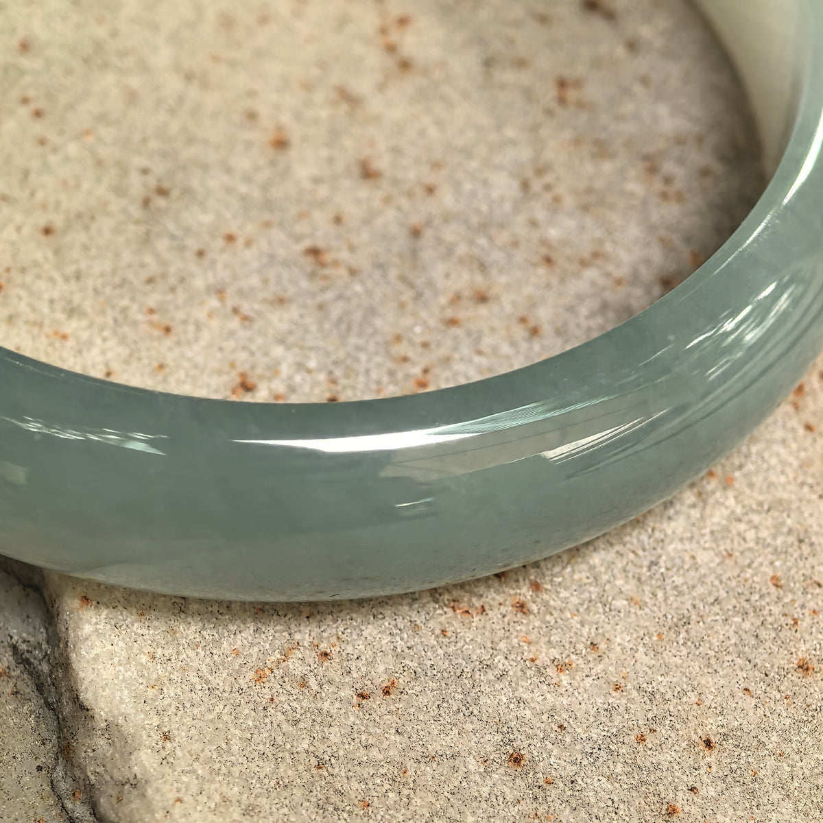 Icy Glutinous Light Green D-Shape Jadeite Bangle -58mm