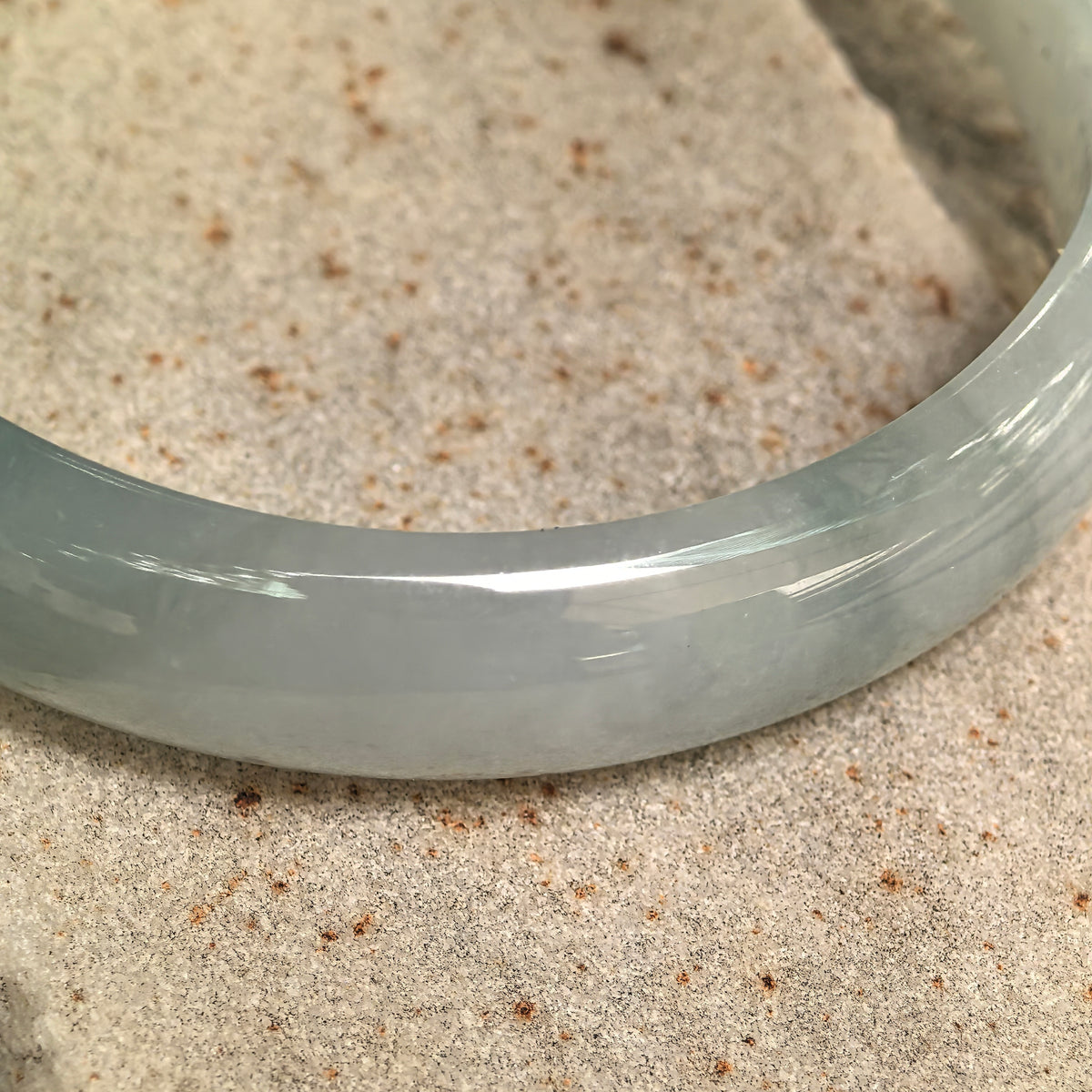 Icy Glutinous Light Green D-Shape Jadeite Bangle -58mm