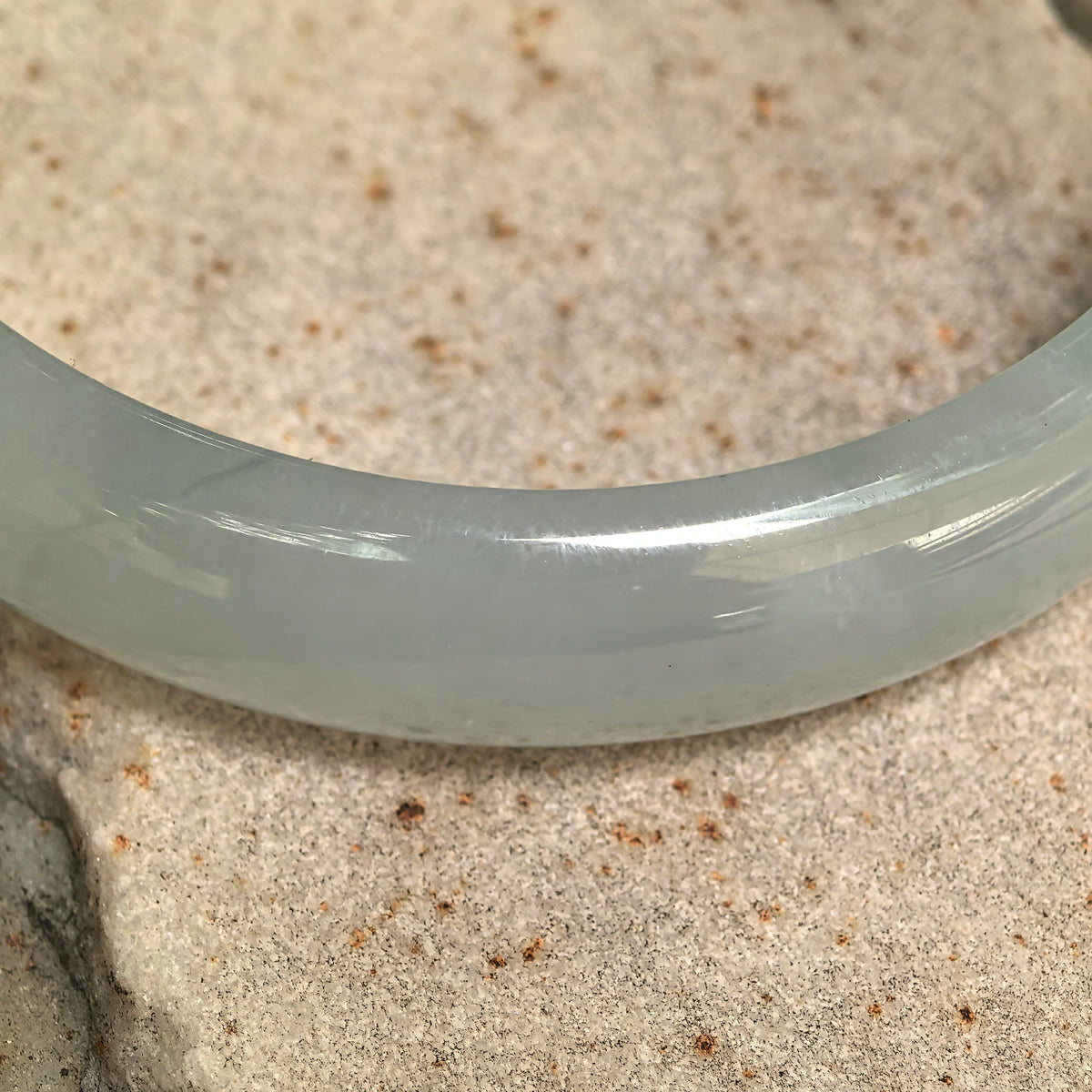 Icy Glutinous Light Green D-Shape Jadeite Bangle -58mm