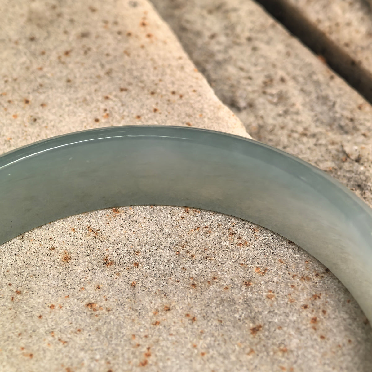 Icy Glutinous Light Green D-Shape Jadeite Bangle -58mm