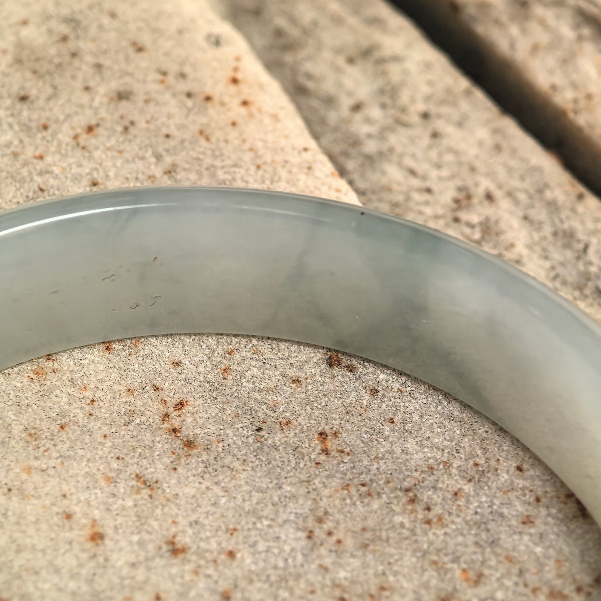 Icy Glutinous Light Green D-Shape Jadeite Bangle -58mm