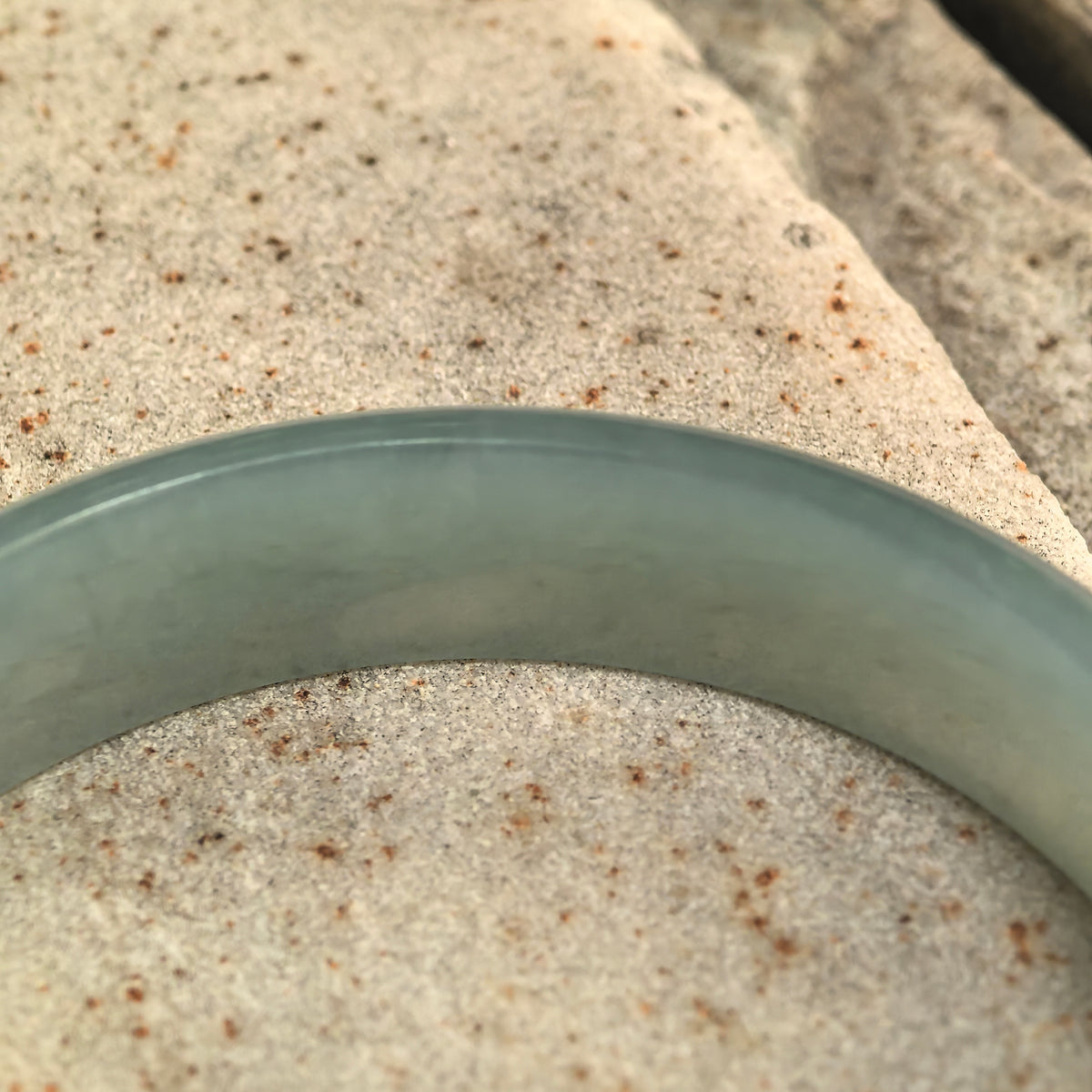 Icy Glutinous Light Green D-Shape Jadeite Bangle -58mm