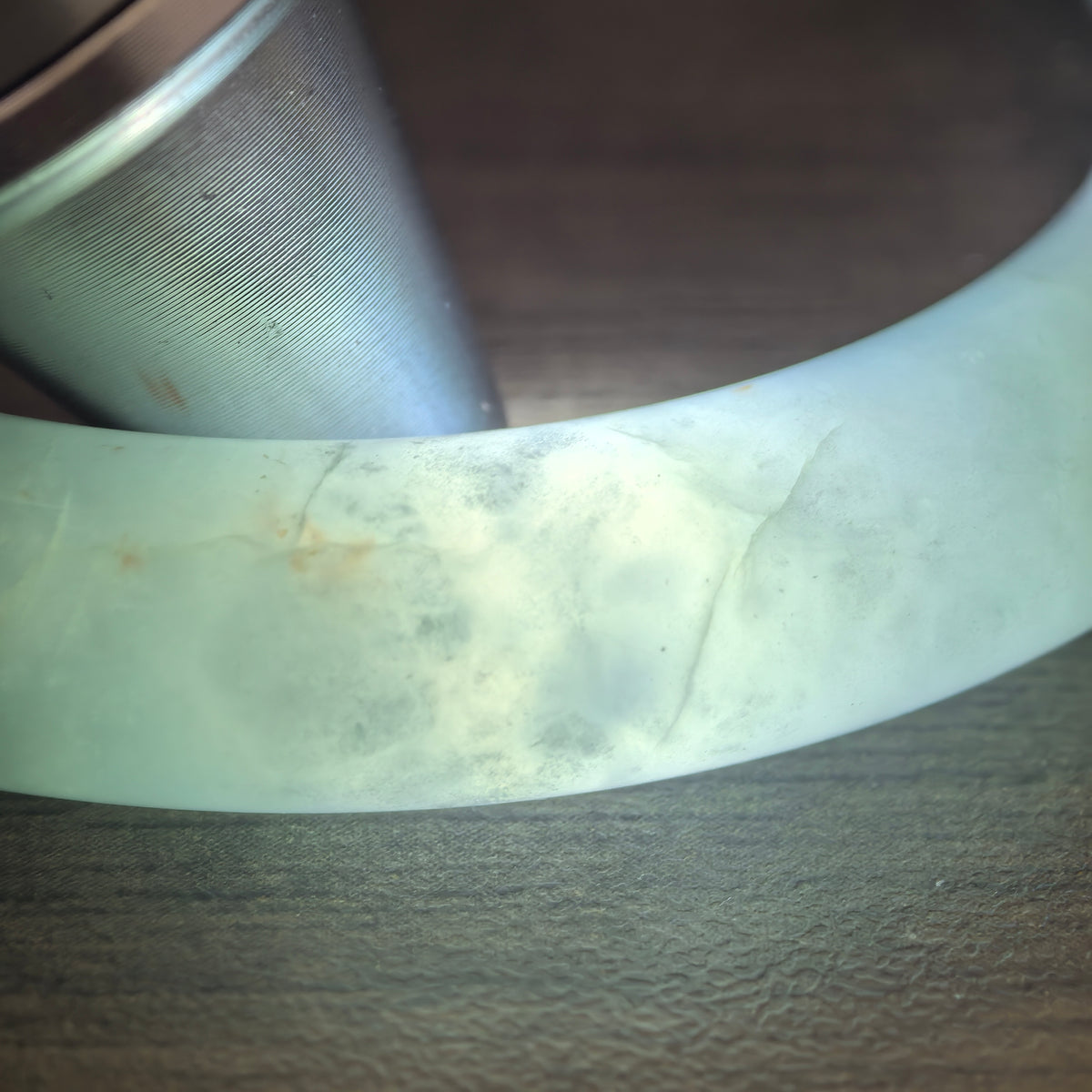Icy Glutinous Blue-Green Round Jadeite Bangle -56mm