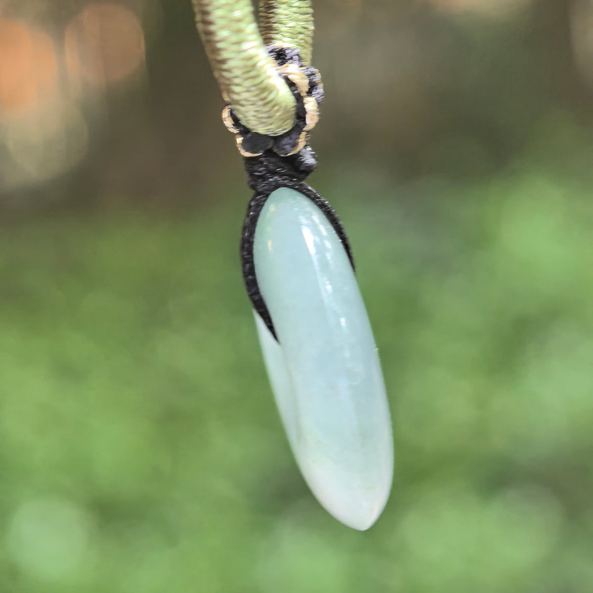 Icy Glutinous Muted Gray-Green Jadeite Peace Pendant