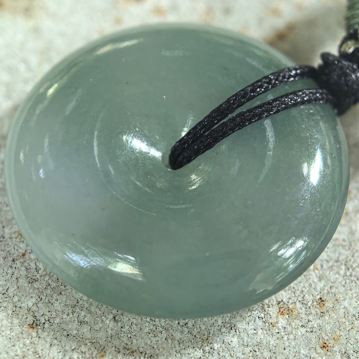 Icy Glutinous Muted Gray-Green Jadeite Peace Pendant