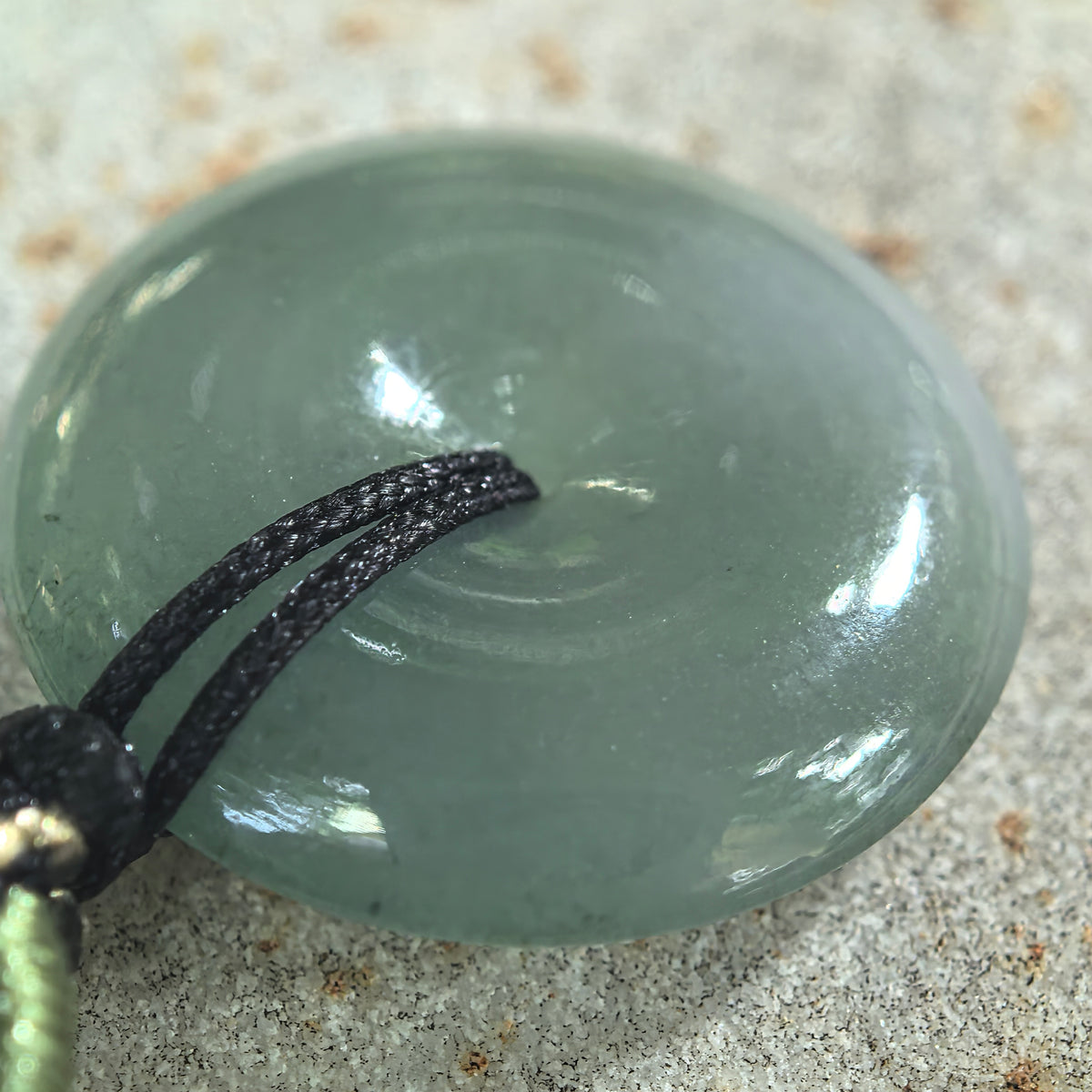 Icy Glutinous Muted Gray-Green Jadeite Peace Pendant