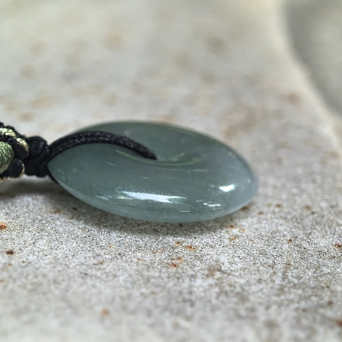 Icy Glutinous Muted Gray-Green Jadeite Peace Pendant