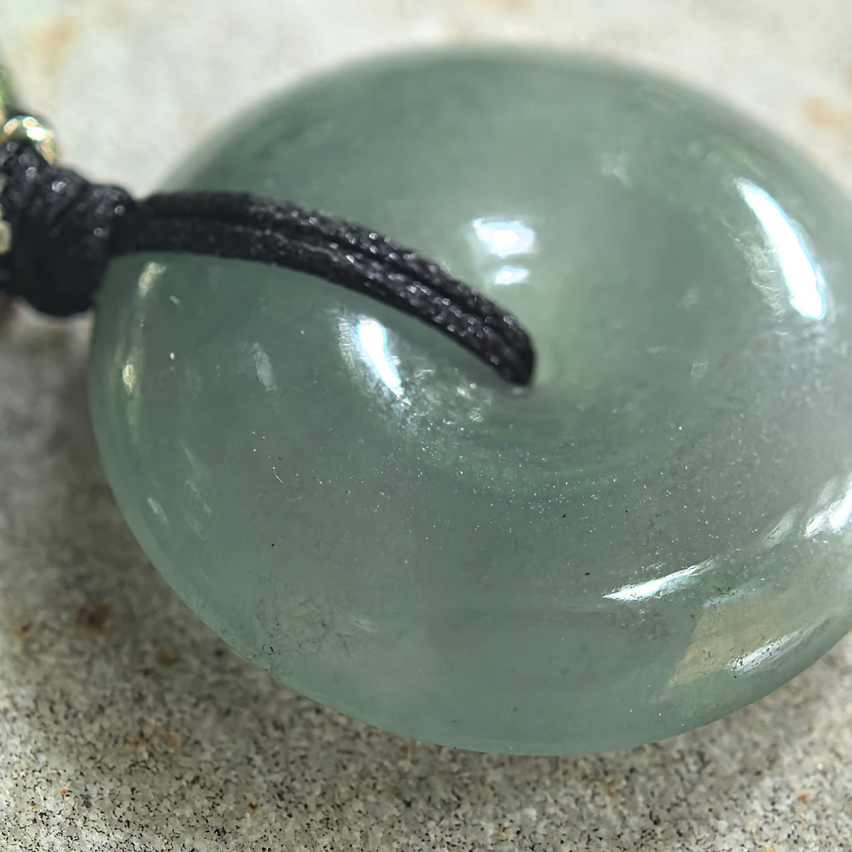 Icy Glutinous Muted Gray-Green Jadeite Peace Pendant