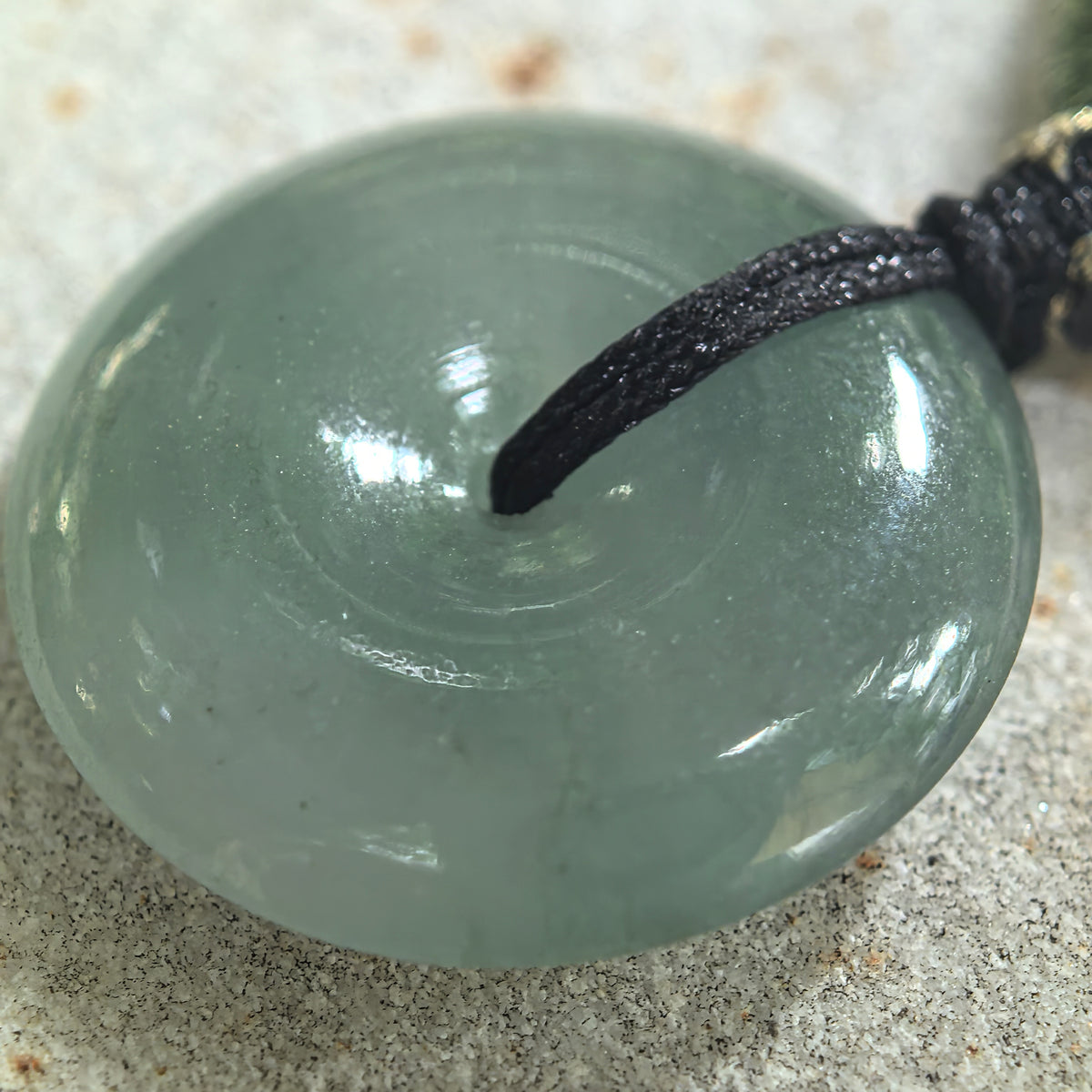Icy Glutinous Muted Gray-Green Jadeite Peace Pendant