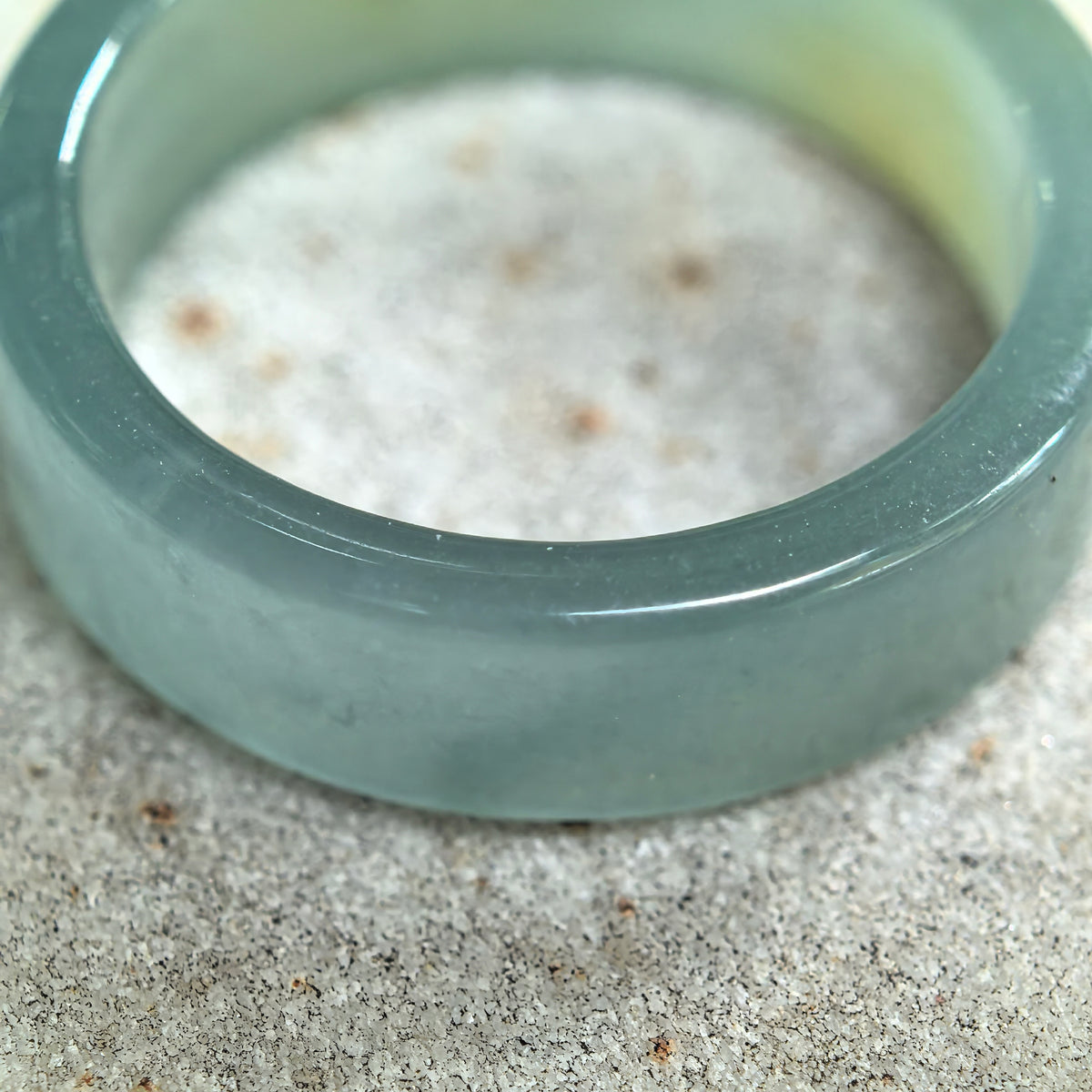 Icy Glutinous Green Straight-Cut Jadeite Ring Band -US7