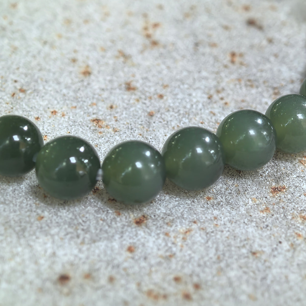 Deep Green Bead Nephrite Bracelet -6mm