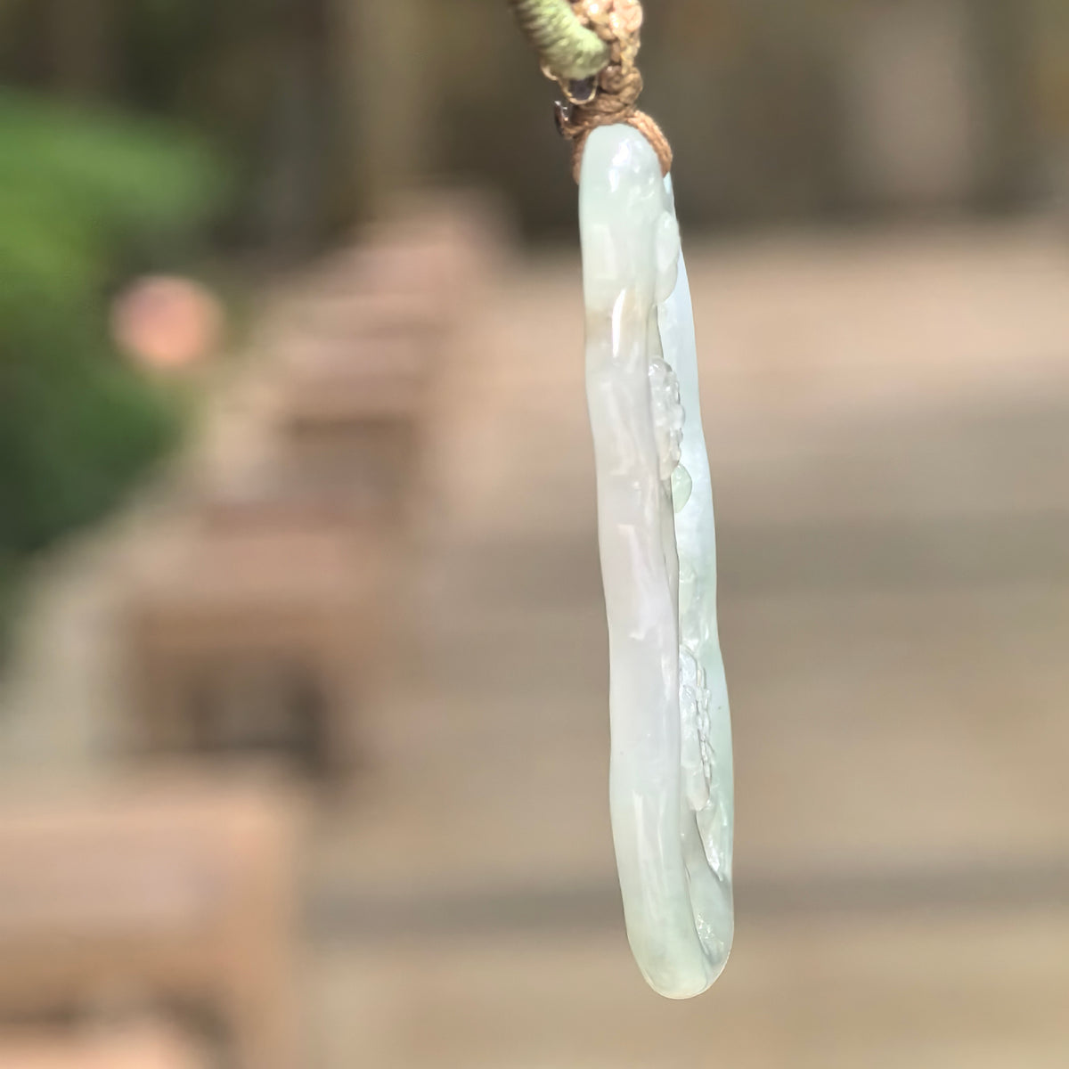 Icy Glutinous Pale Green Openwork Plum Blossom Jadeite Pendant