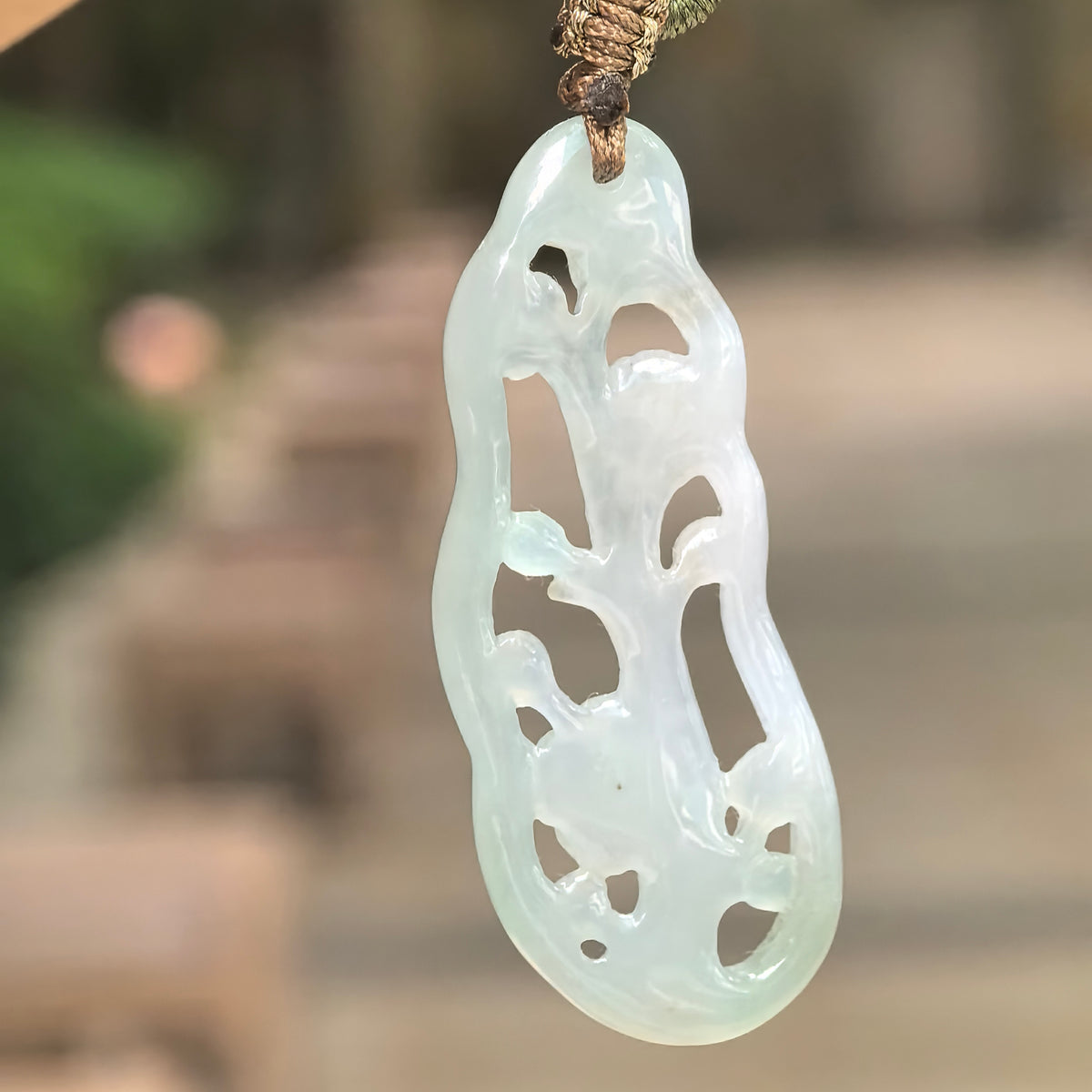 Icy Glutinous Pale Green Openwork Plum Blossom Jadeite Pendant