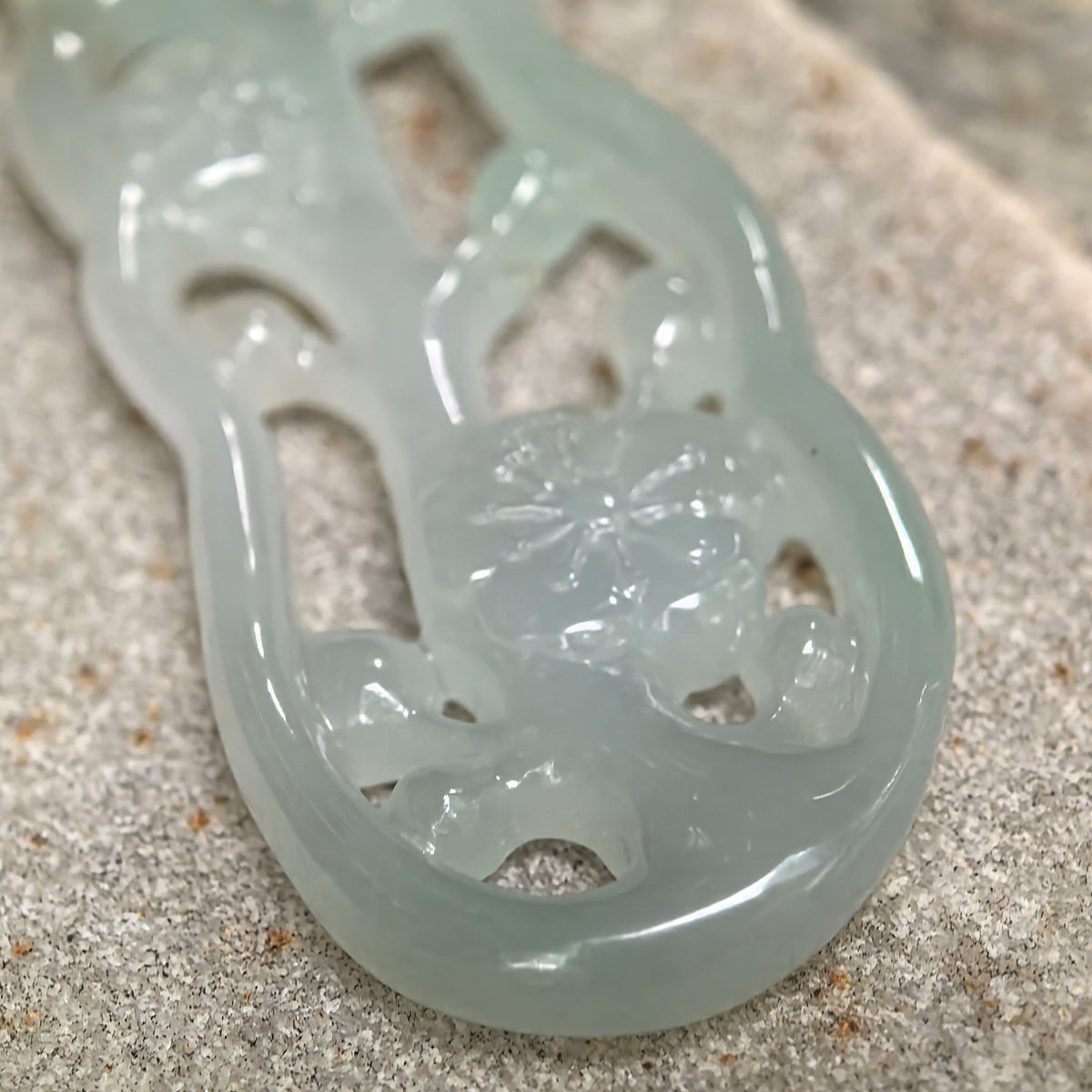 Icy Glutinous Pale Green Openwork Plum Blossom Jadeite Pendant