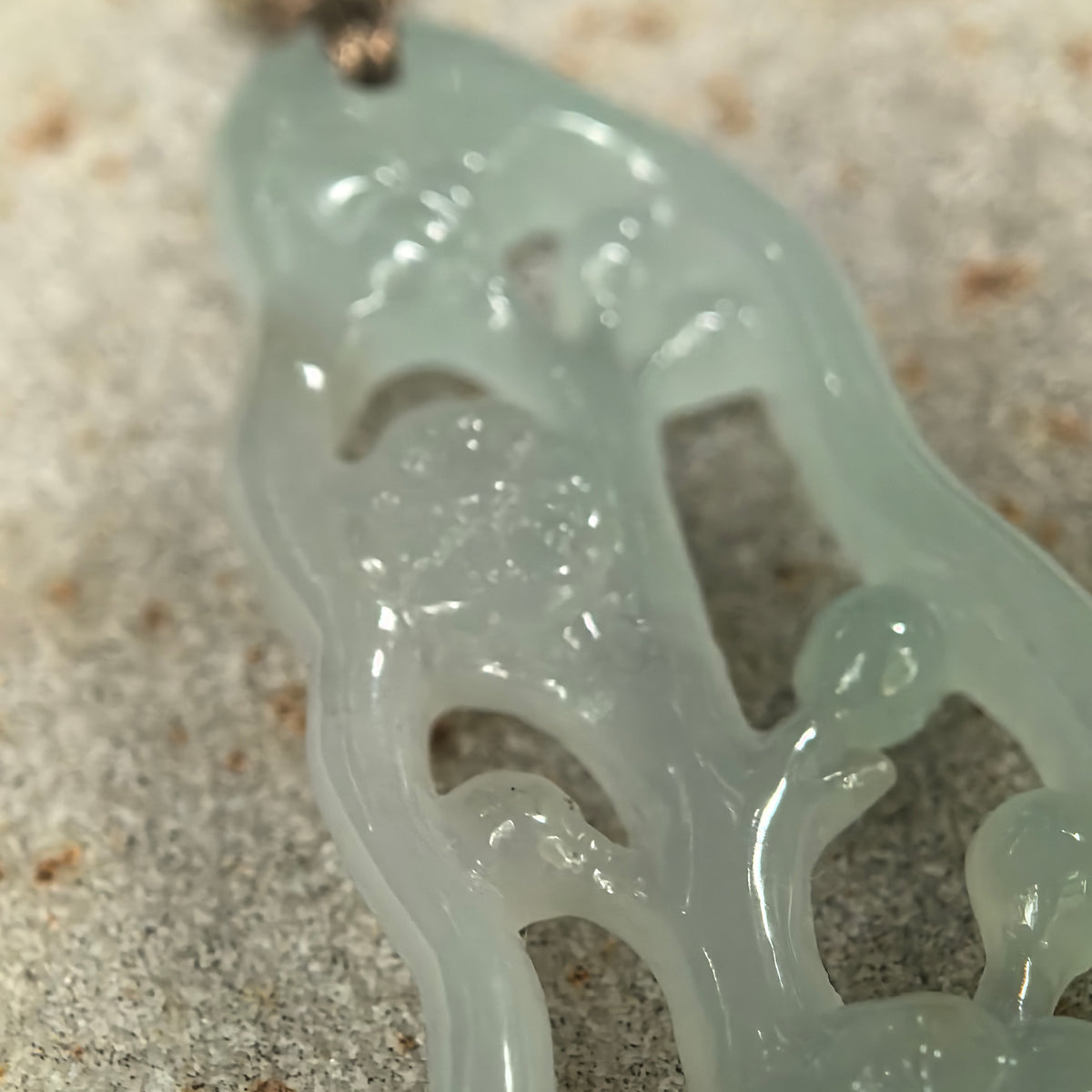 Icy Glutinous Pale Green Openwork Plum Blossom Jadeite Pendant