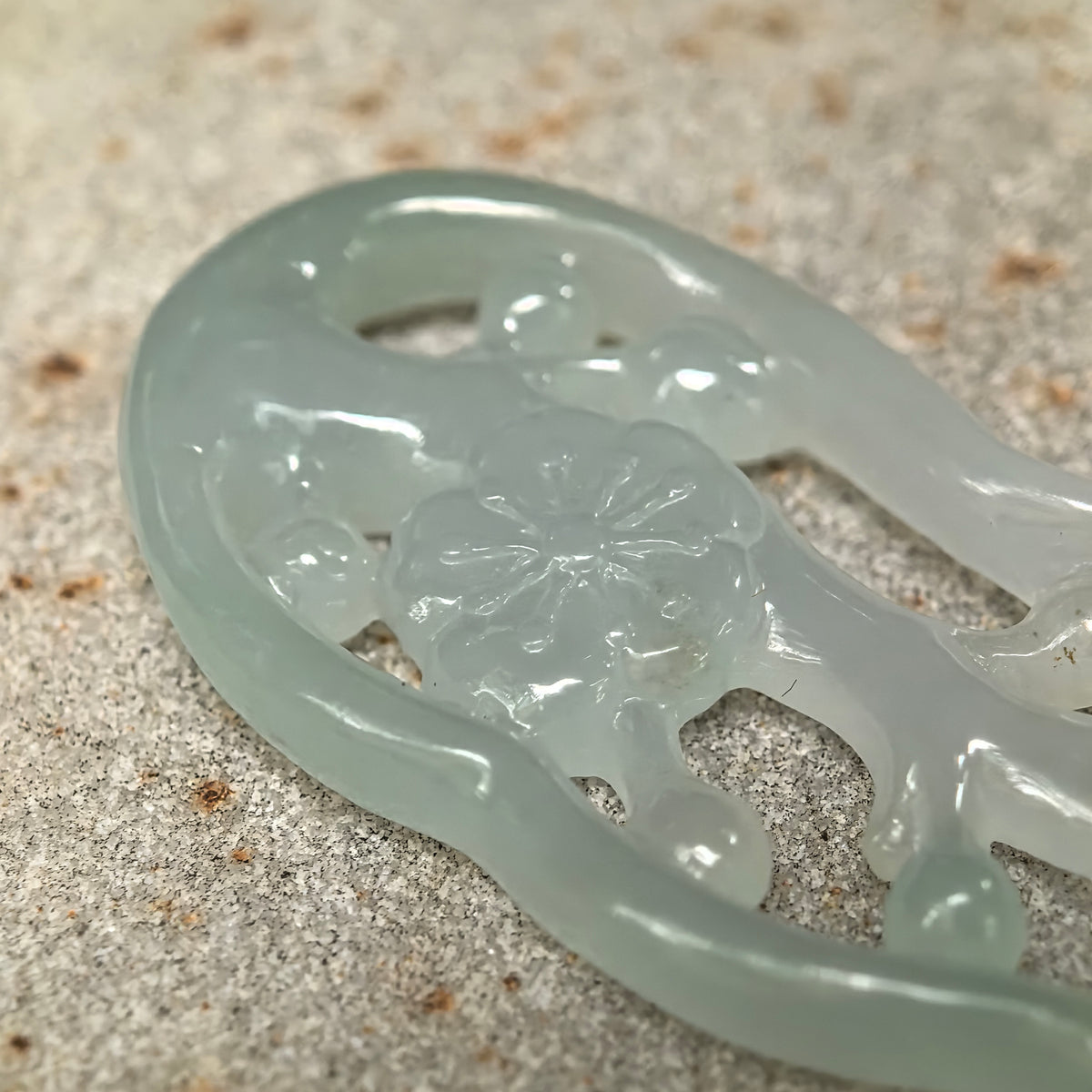 Icy Glutinous Pale Green Openwork Plum Blossom Jadeite Pendant