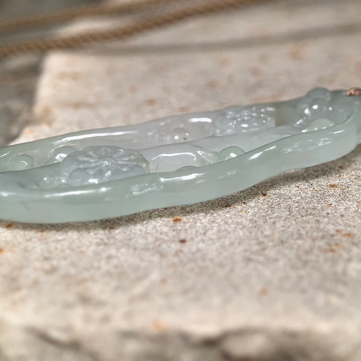 Icy Glutinous Pale Green Openwork Plum Blossom Jadeite Pendant
