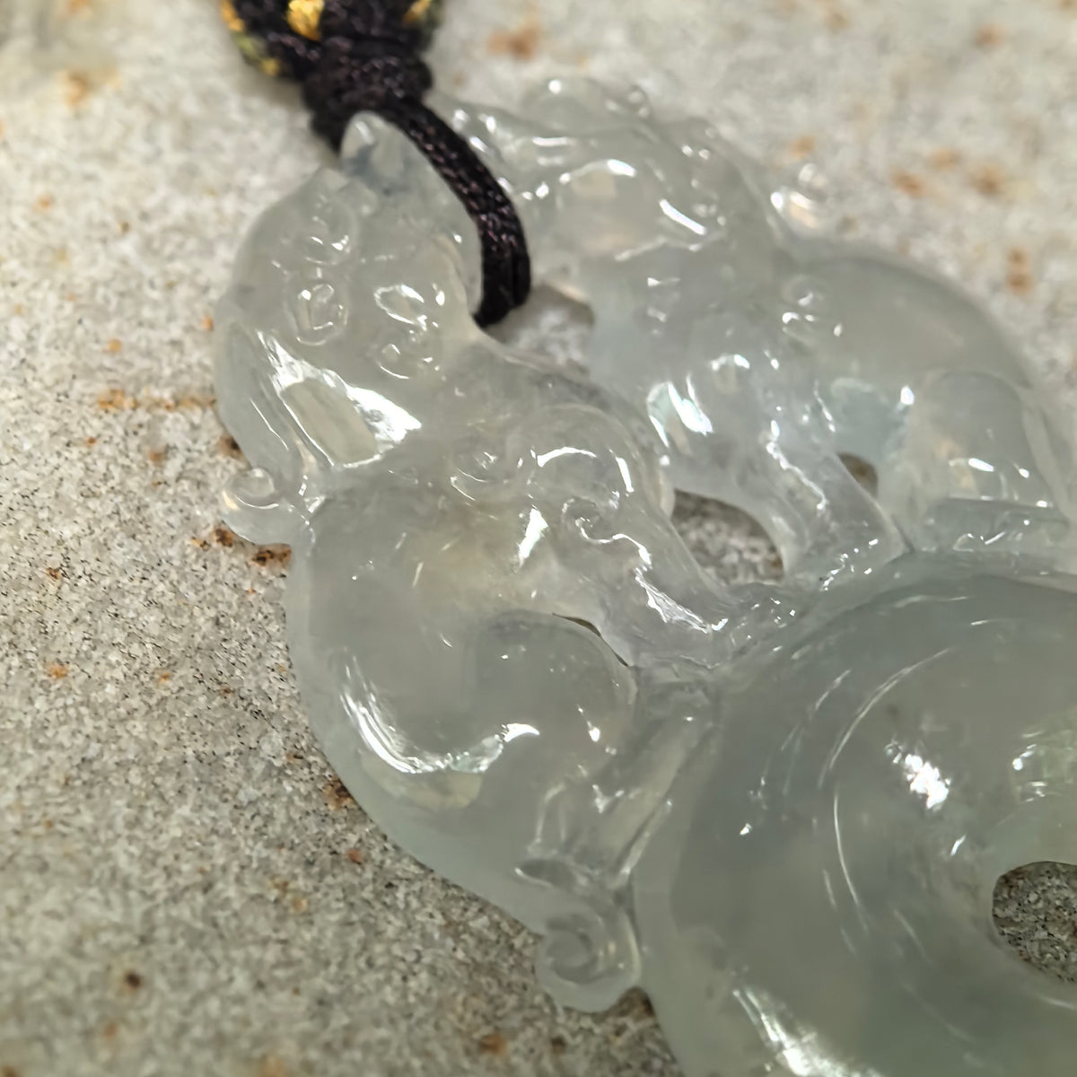 Icy Glutinous Pale Green Double Pixiu Jadeite Peace Pendant