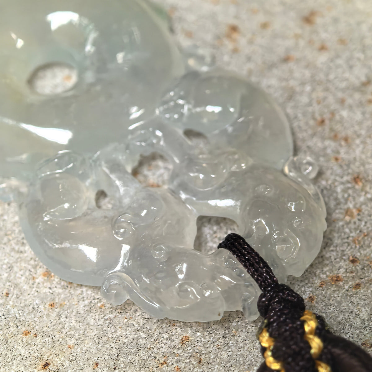 Icy Glutinous Pale Green Double Pixiu Jadeite Peace Pendant