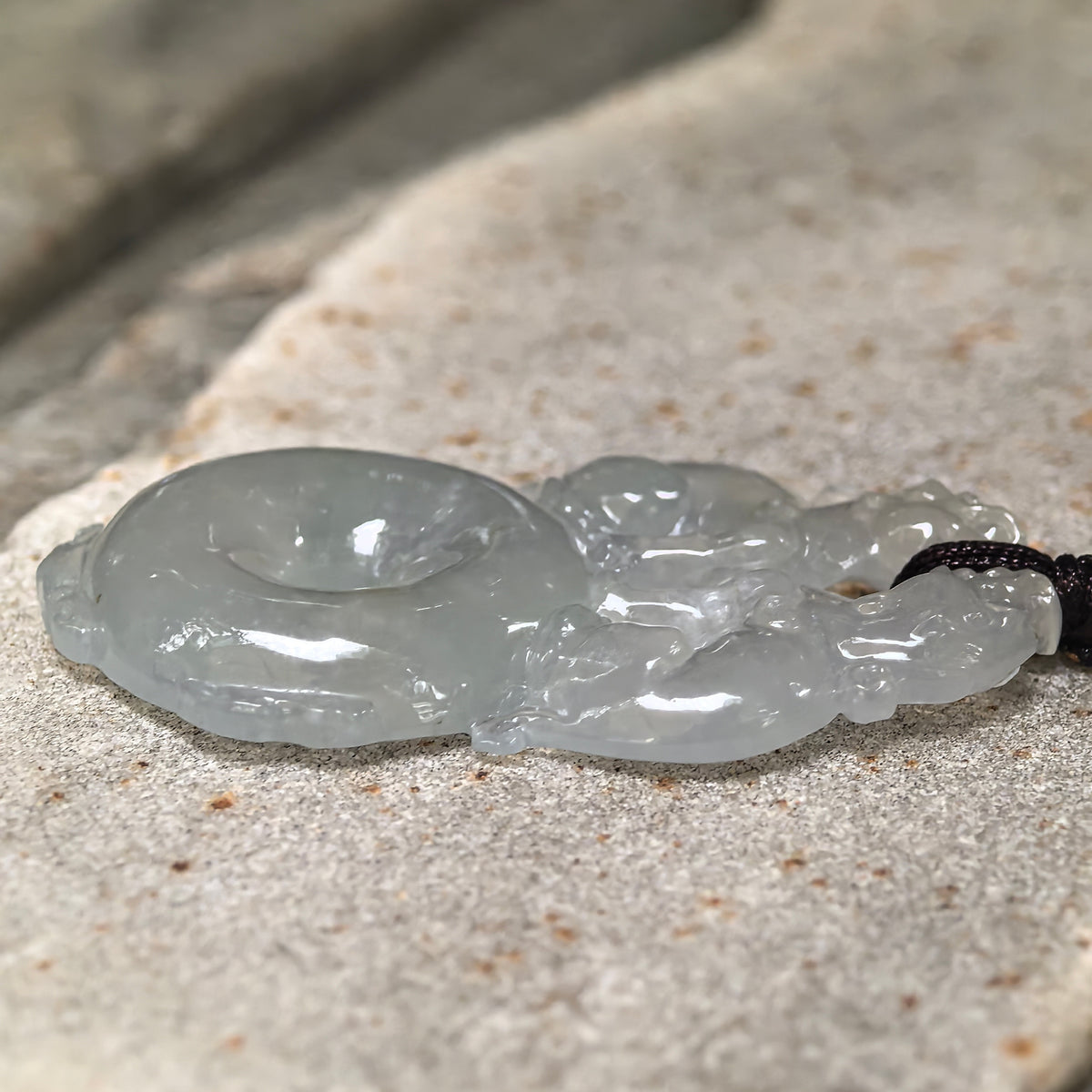 Icy Glutinous Pale Green Double Pixiu Jadeite Peace Pendant