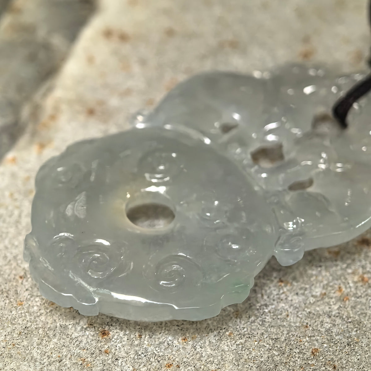 Icy Glutinous Pale Green Double Pixiu Jadeite Peace Pendant