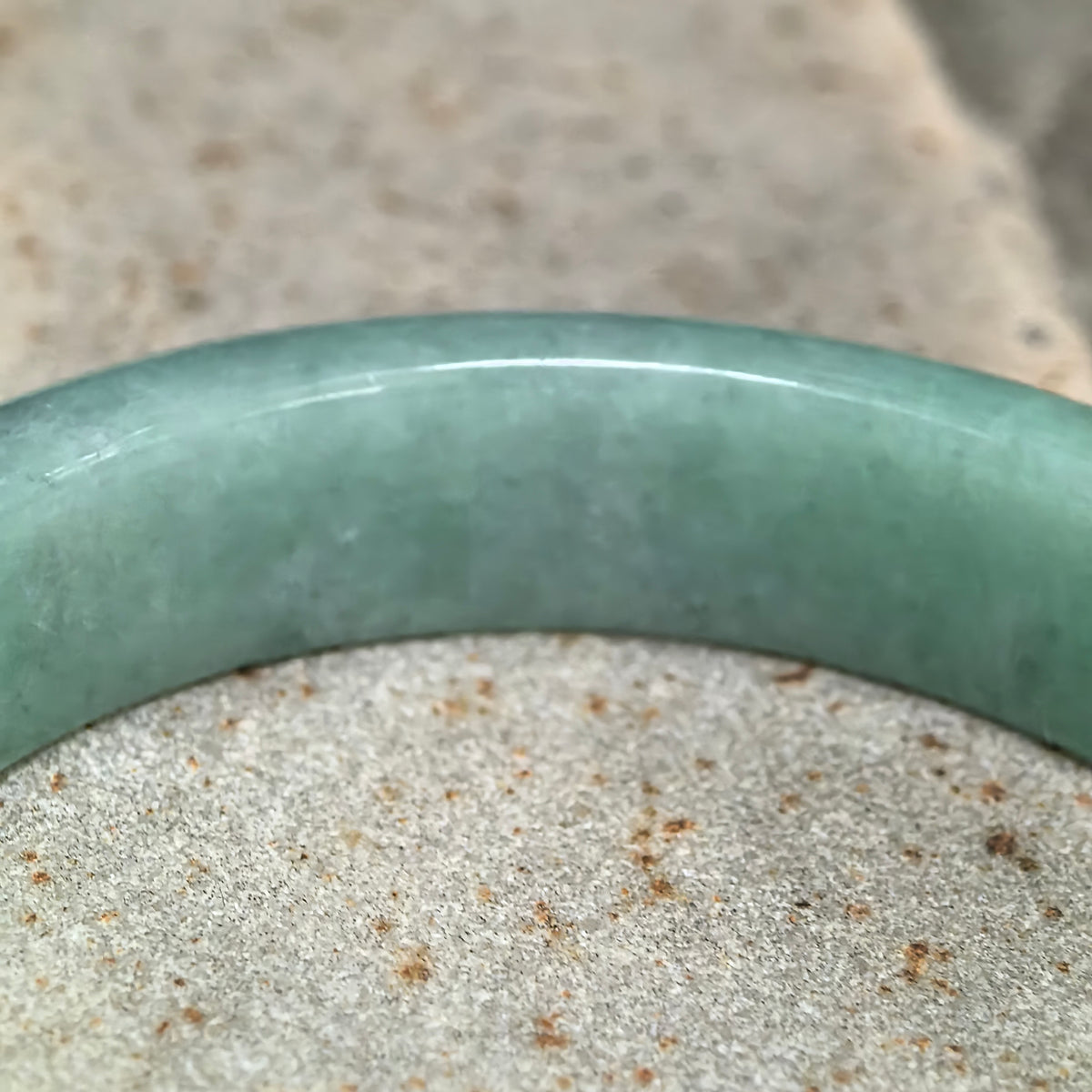 Glutinous Apple Green D-Shape Jadeite Bangle -55mm