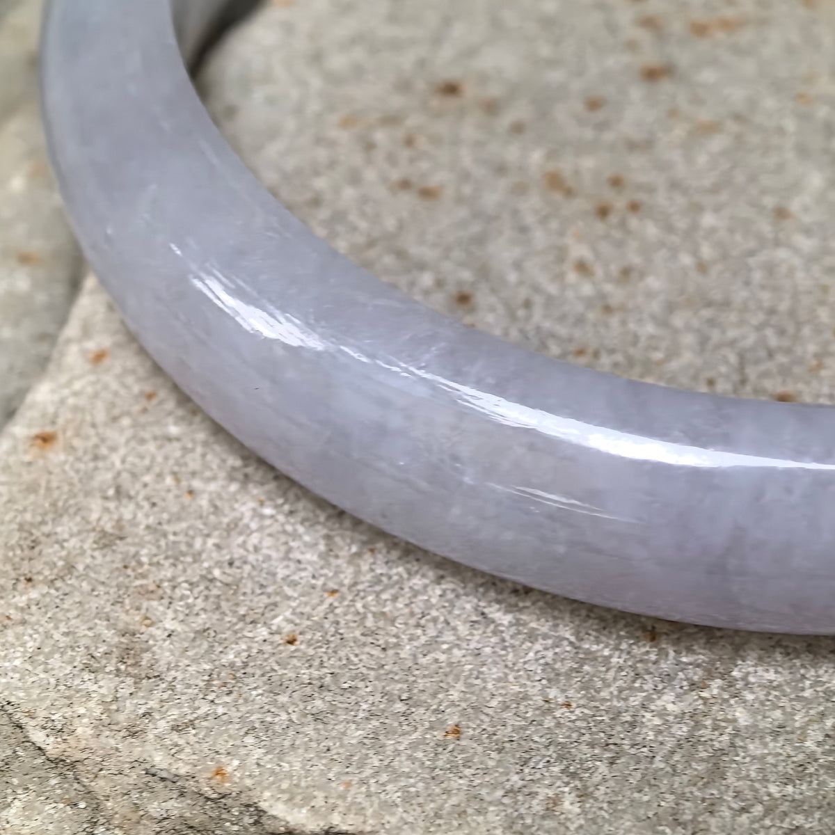Glutinous Pale Lavender Oval Jadeite Bangle -52mm