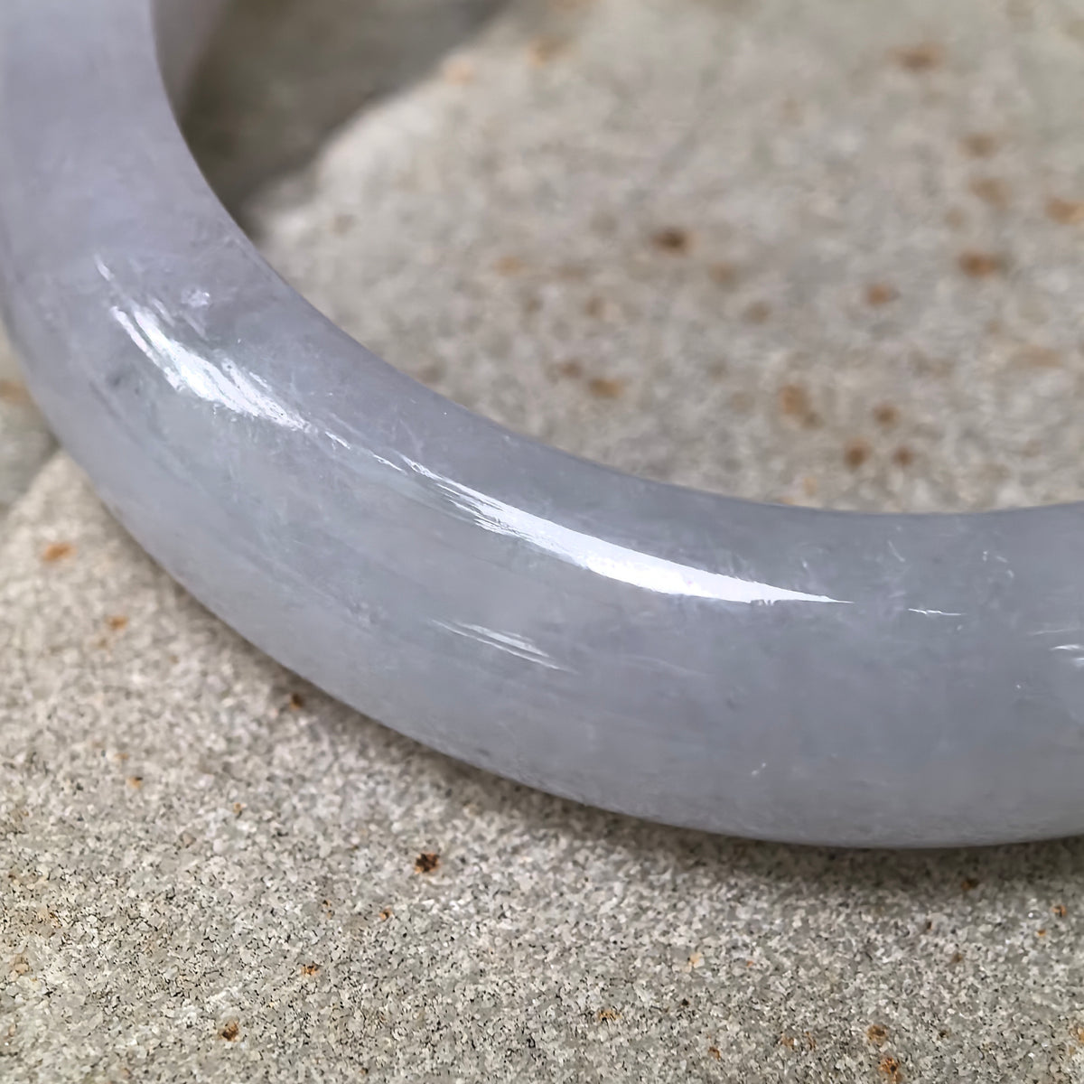 Glutinous Pale Lavender Oval Jadeite Bangle -52mm