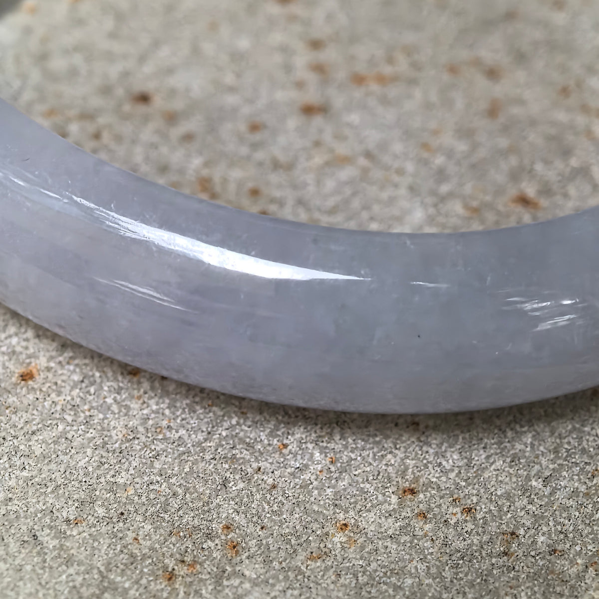 Glutinous Pale Lavender Oval Jadeite Bangle -52mm