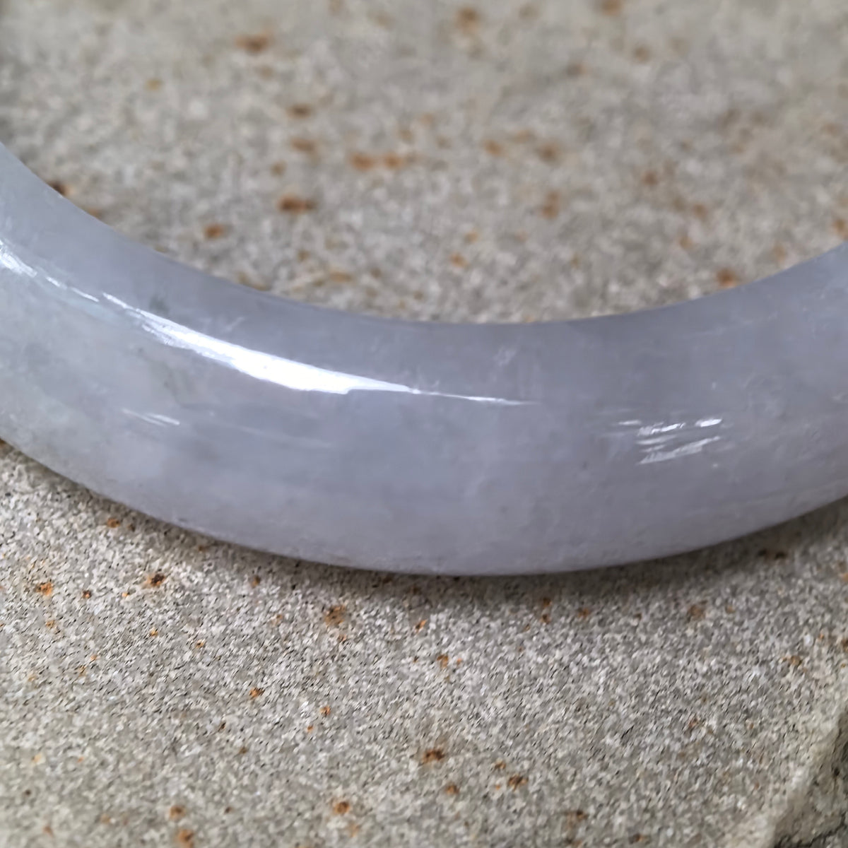 Glutinous Pale Lavender Oval Jadeite Bangle -52mm
