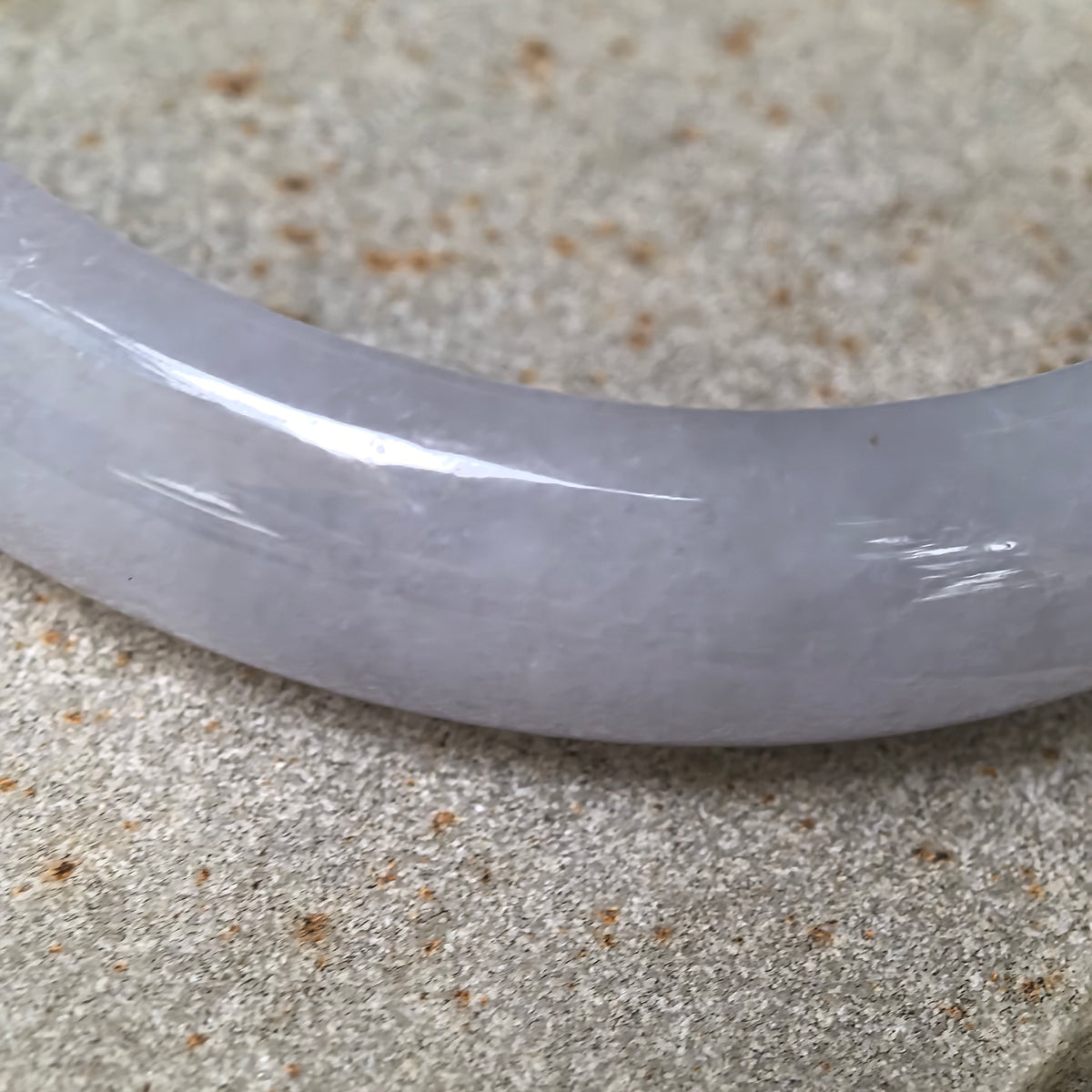 Glutinous Pale Lavender Oval Jadeite Bangle -52mm
