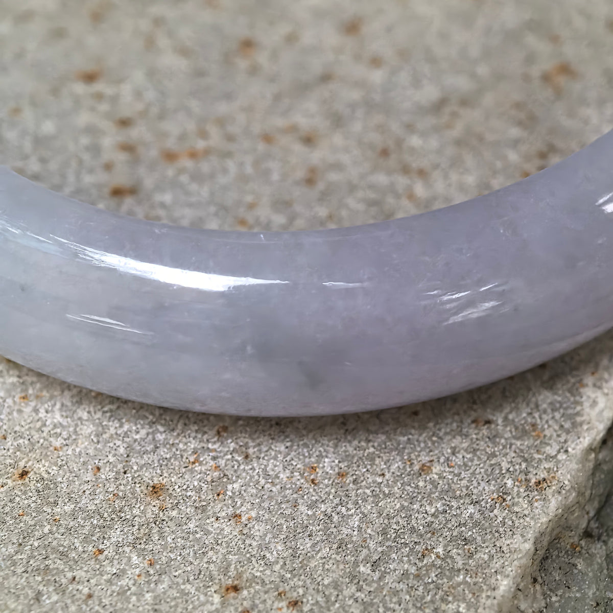 Glutinous Pale Lavender Oval Jadeite Bangle -52mm