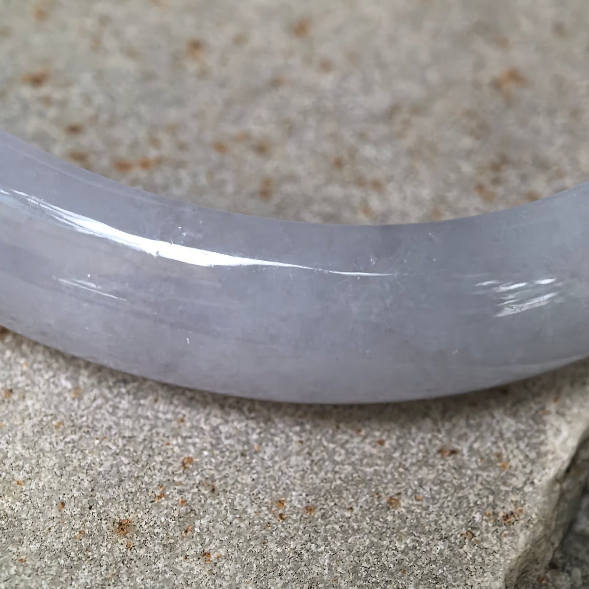 Glutinous Pale Lavender Oval Jadeite Bangle -52mm