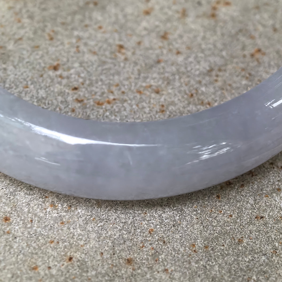 Glutinous Pale Lavender Oval Jadeite Bangle -52mm