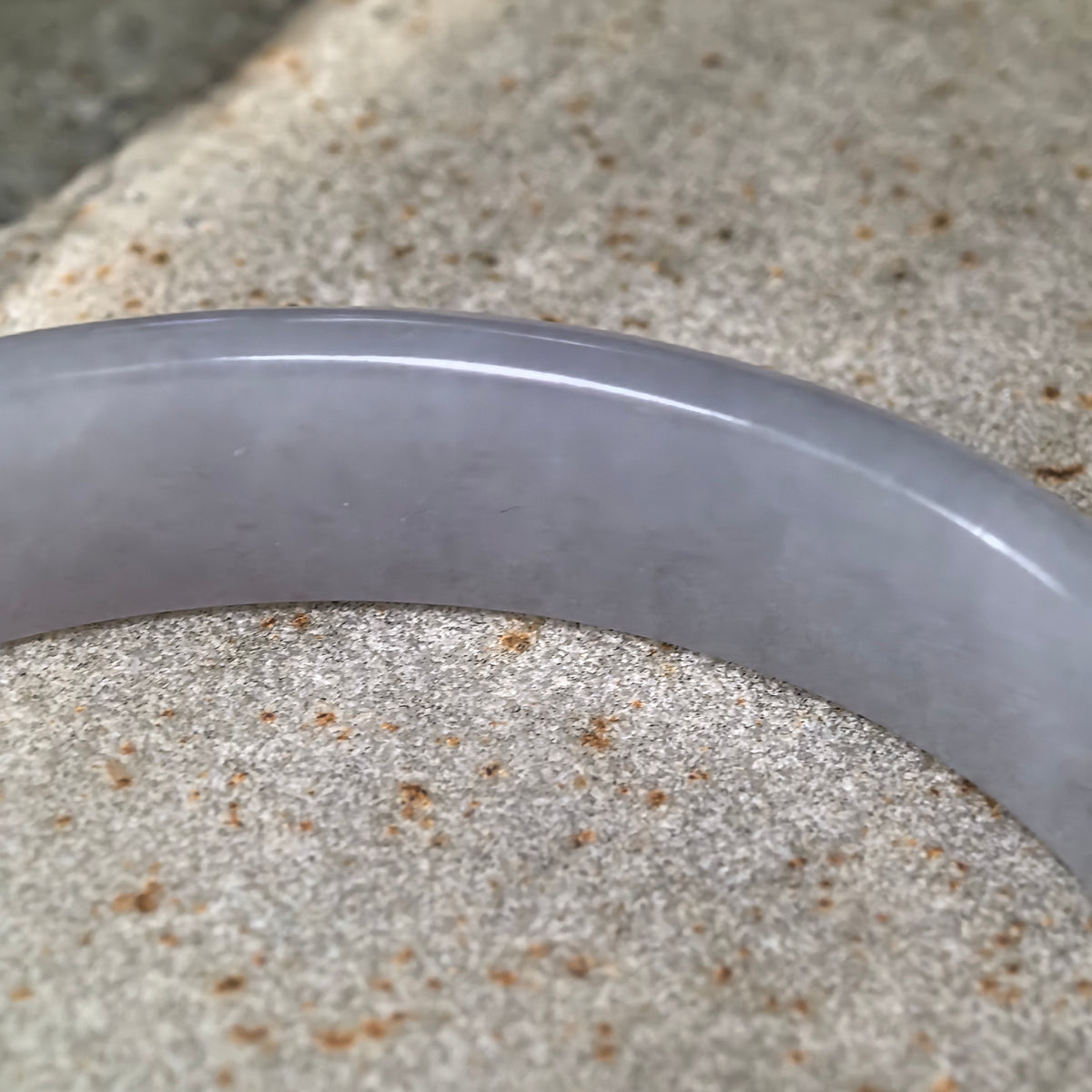 Glutinous Pale Lavender Oval Jadeite Bangle -52mm