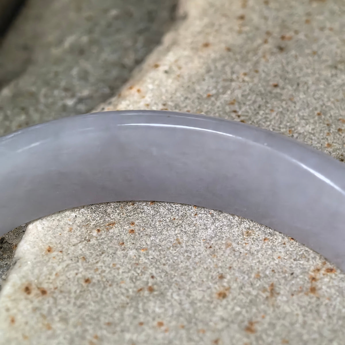 Glutinous Pale Lavender Oval Jadeite Bangle -52mm