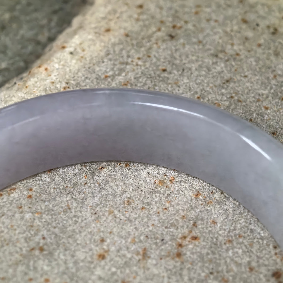 Glutinous Pale Lavender Oval Jadeite Bangle -52mm