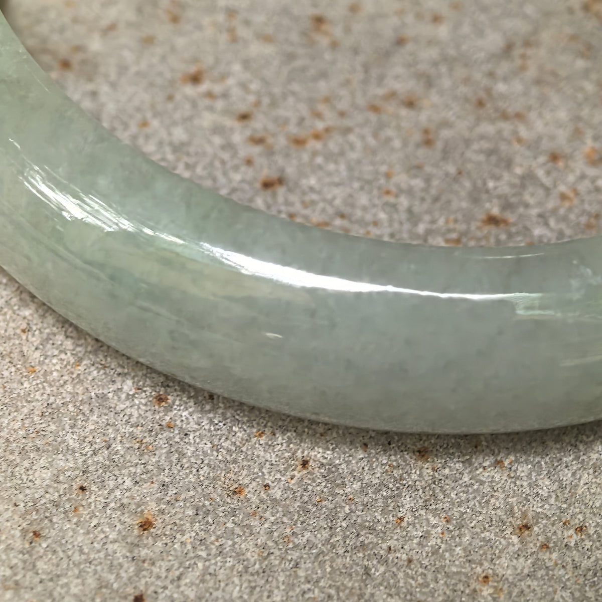 Glutinous Pale Apple Green D-Shape Jadeite Bangle -58mm